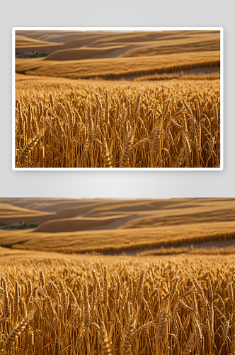 黄河沿岸农作物小麦丰收金色麦田景观图片