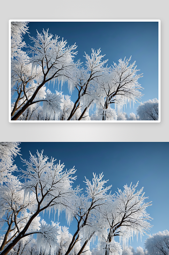 冬天冰雪树挂特写背景图片