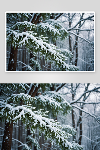 大雪下雪树森林图片