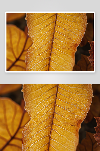 秋天树叶叶脉肌理特写图片