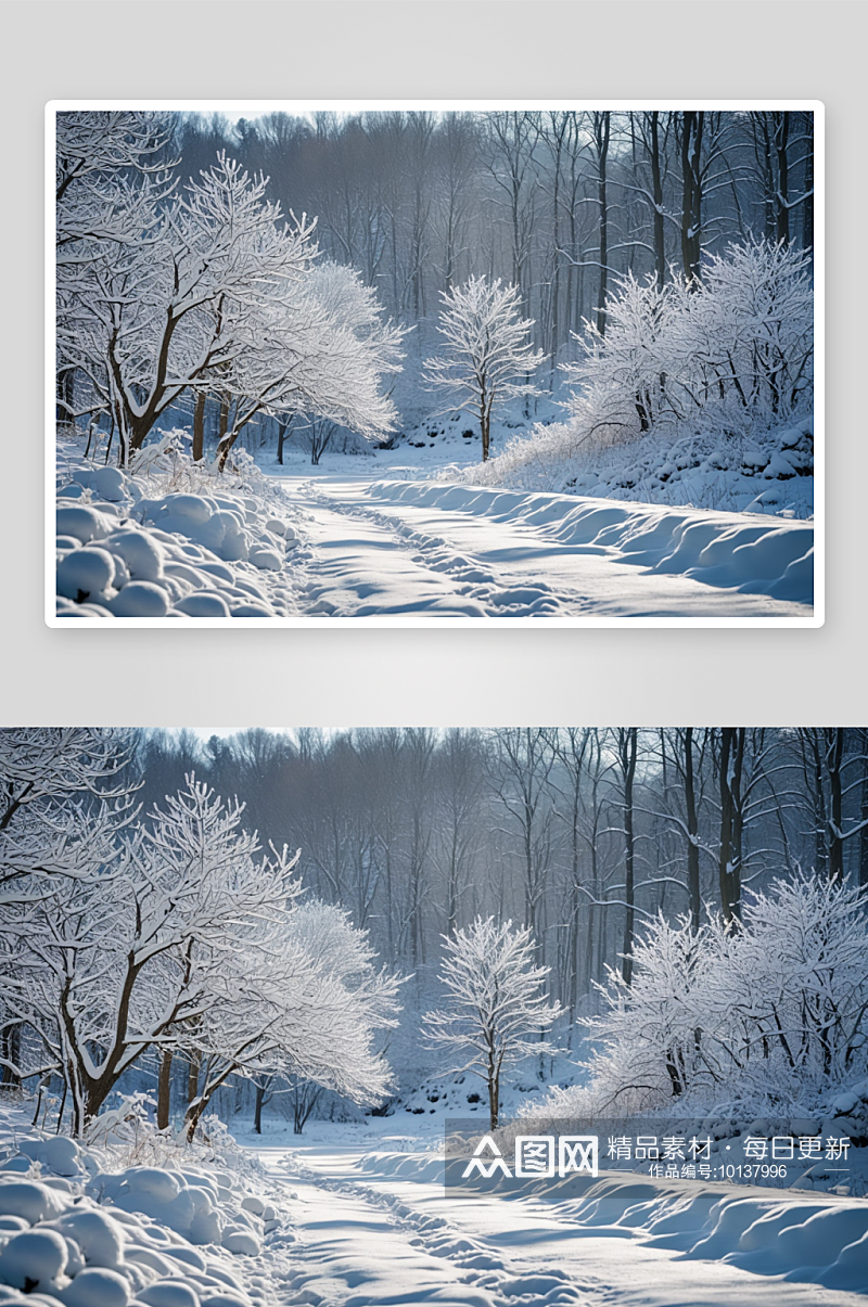 寒冬下雪乡森林公园雪景图片素材