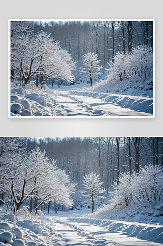 寒冬下雪乡森林公园雪景图片