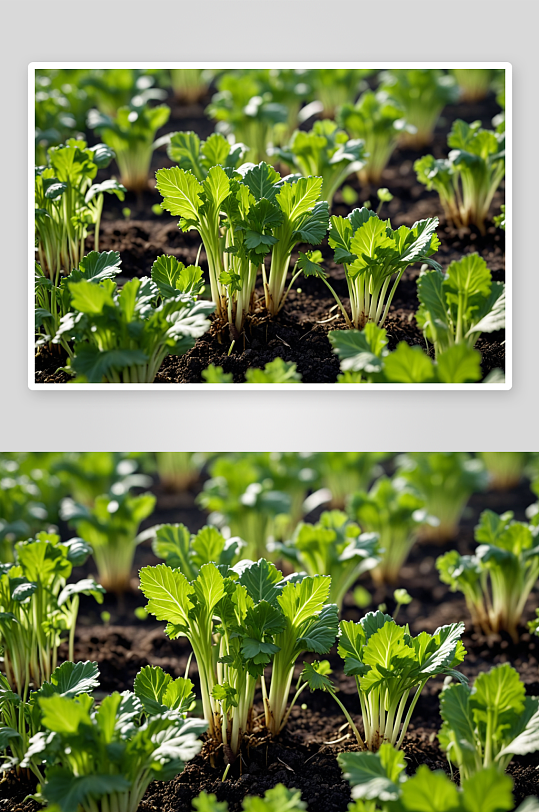 冬天菜园生长蔬菜芹菜苗图片