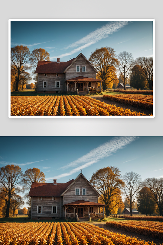 秋天铺满玉米农家院图片