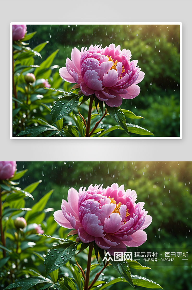 春天牡丹花雨后香艳绝色美景壁纸图片素材