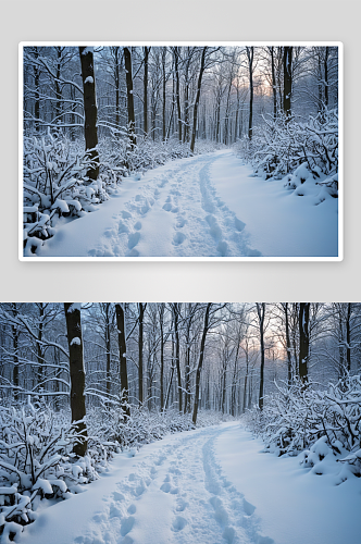 天气晴朗傍晚雪后雪乡森林公园图片