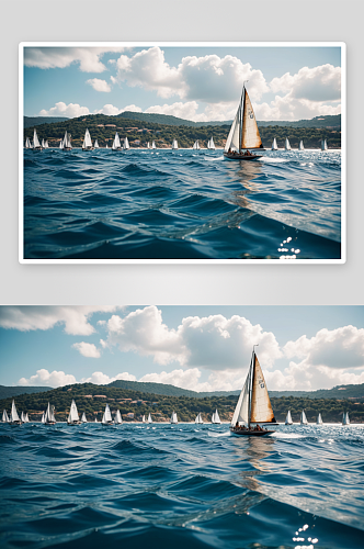 海帆船比赛高清特写图片