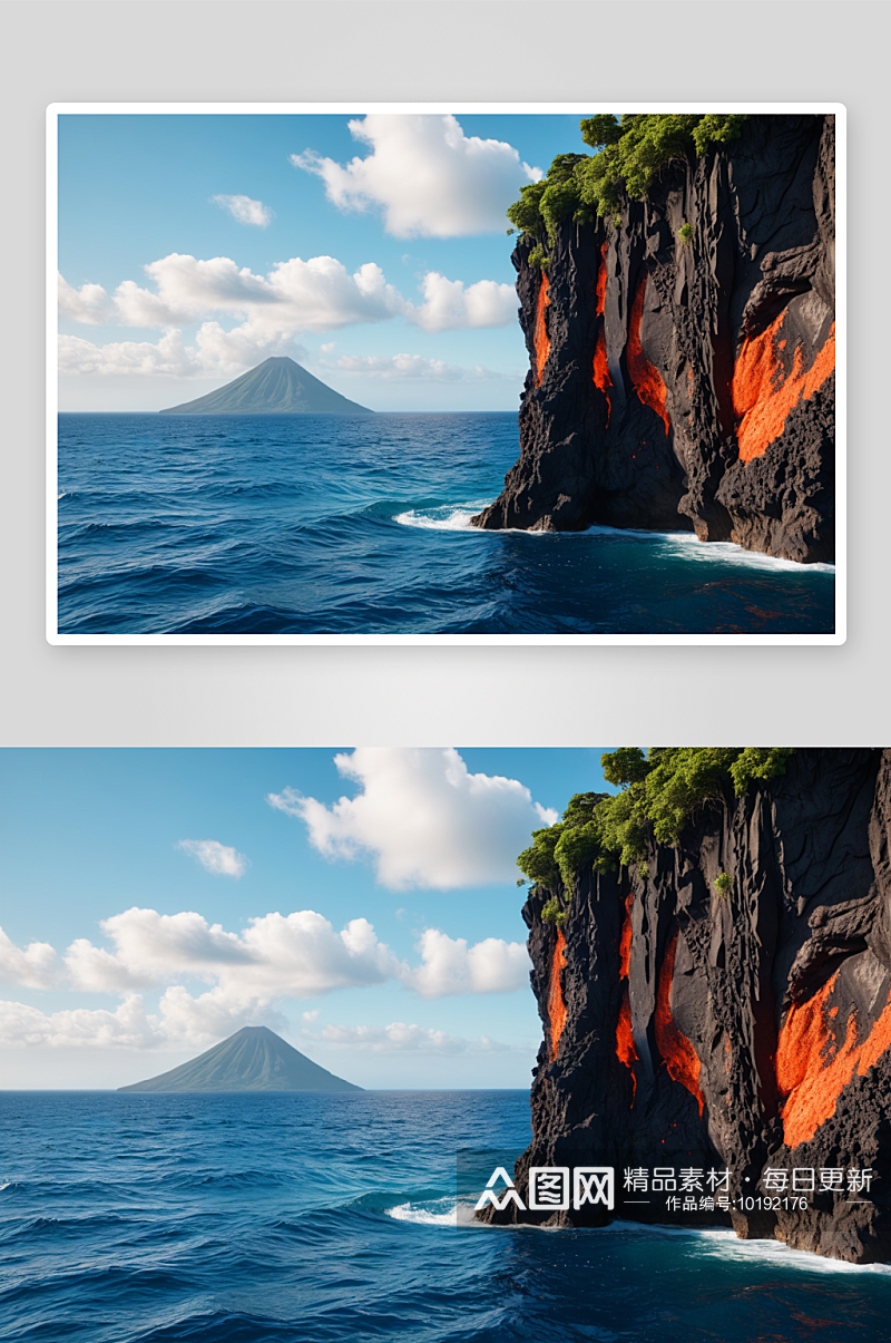 岛火山悬崖高清特写图片素材