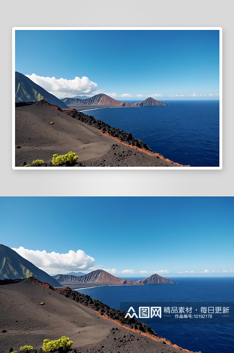 岛火山火山口高清特写图片素材