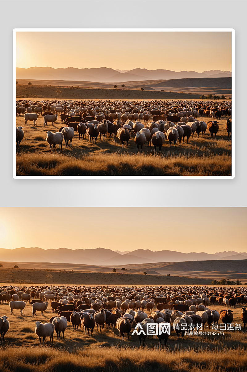 草原牧场羊群图片素材