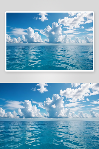 热带海洋白云蓝天背景图片