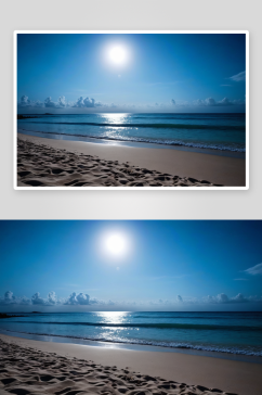 热带海滩满月图片