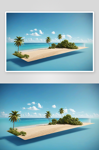 热带孤立道路三维插图沙滩沙路创意设计图片