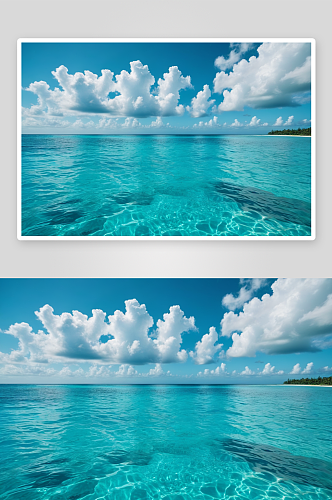 蓝绿色热带海洋蓝天图片
