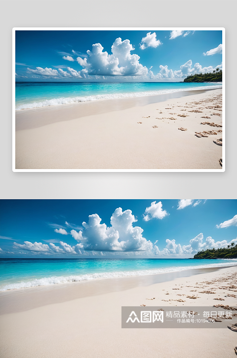 海滩蓝色海洋白云假期假日背景壁纸图片素材