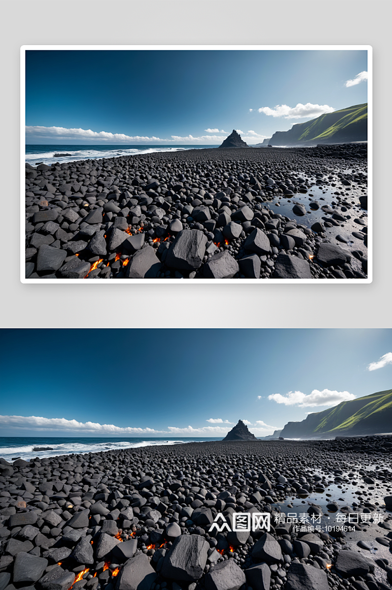 海滩火山玄武岩地貌图片素材