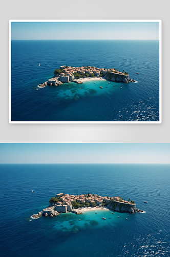 石城鸟瞰图主要城一个岛屿蓝海背景图片
