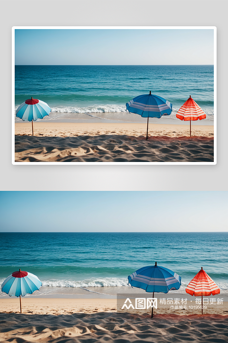 沙滩草伞高清特写图片素材