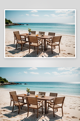 沙滩餐桌椅子图片