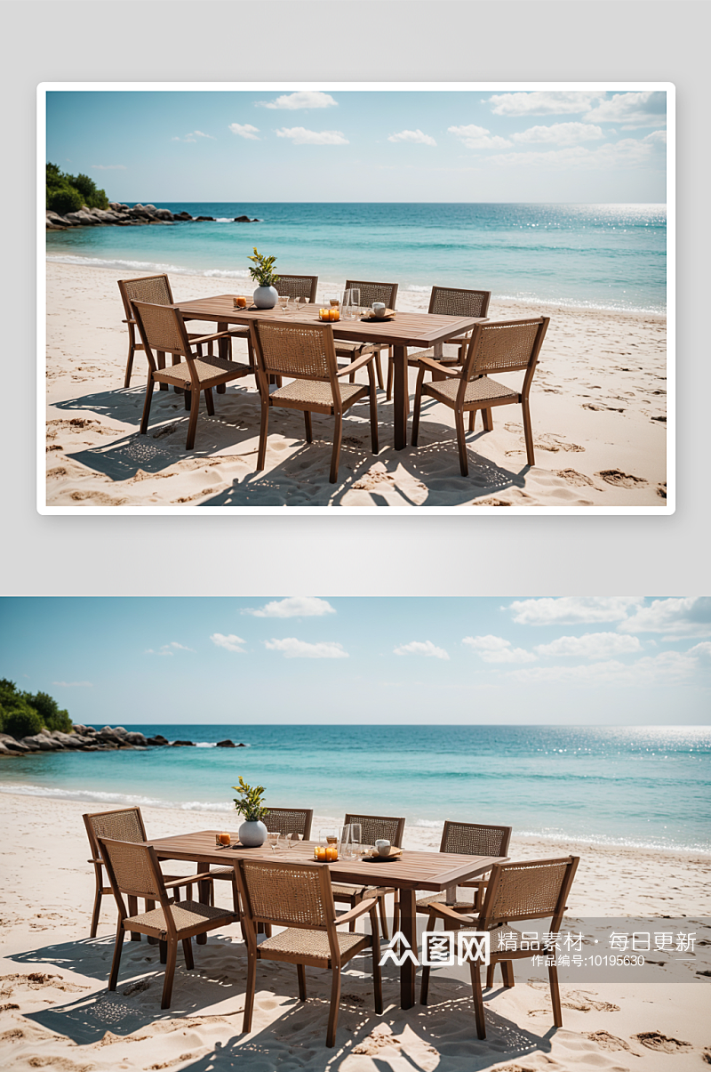 沙滩餐桌椅子图片素材