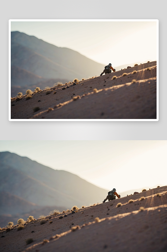 沙漠攀登者高清特写图片
