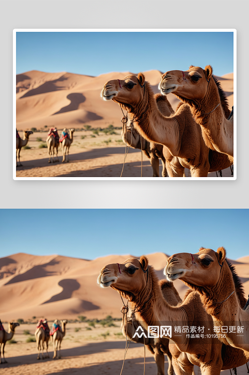 三只骆驼高清特写图片素材