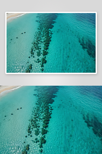 鸟瞰图无人机海滩碧绿海水图片