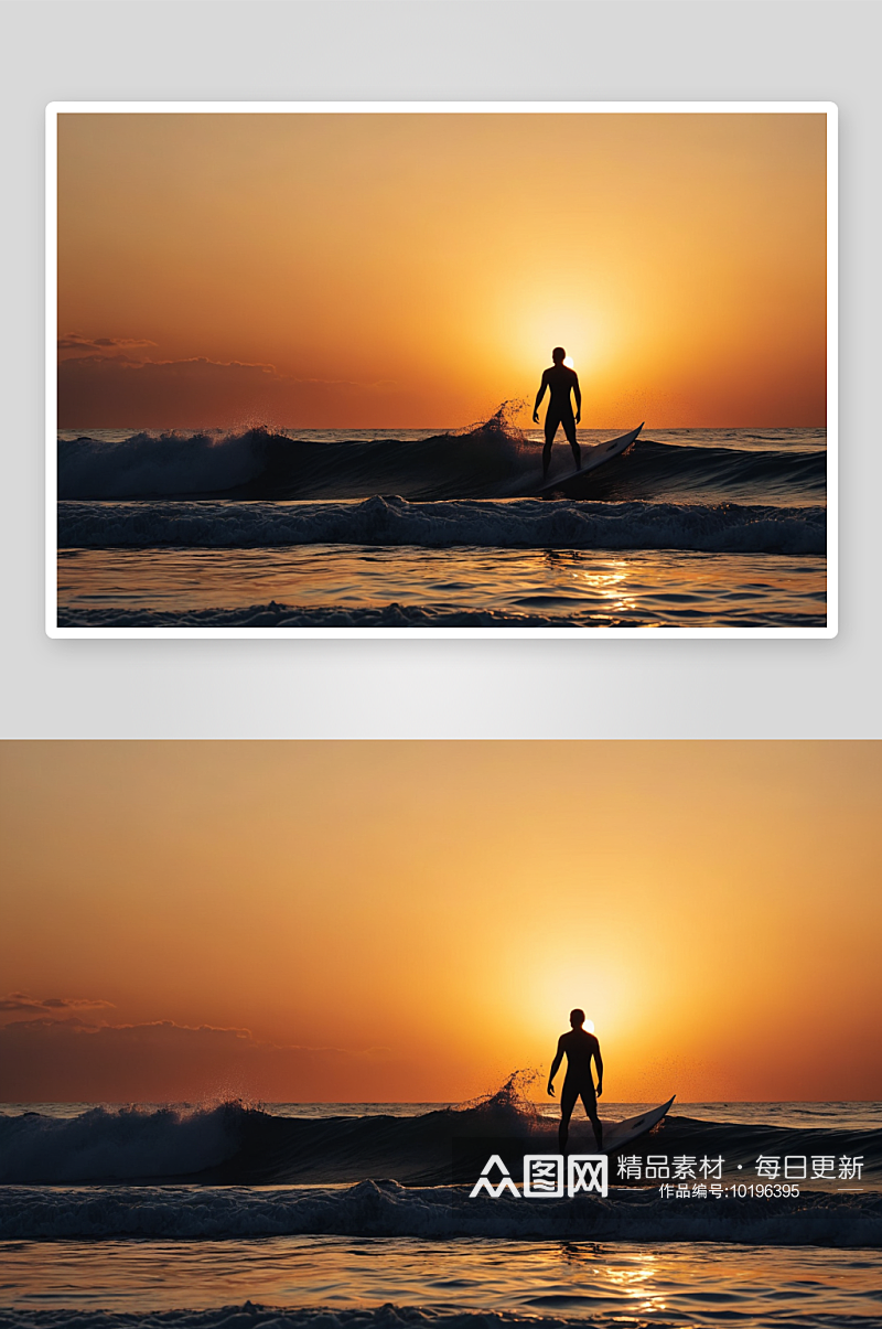 男人剪影海冲浪天空日落图片素材