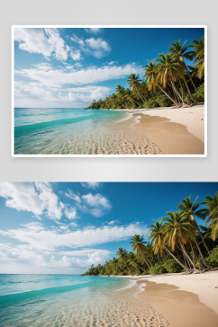棕榈树热带海滩全景斯海滩图片