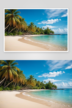 棕榈热带海滩全景斯海滩图片