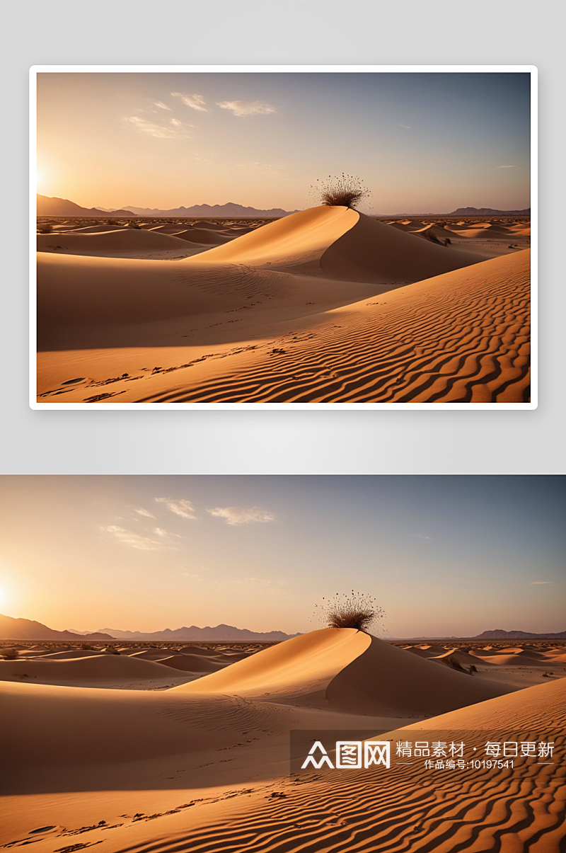 阳光夕阳沙漠水沙子图片素材