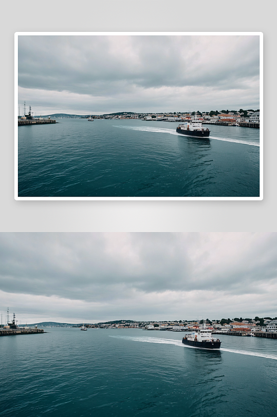 新海港轮渡港口码头高清特写图片