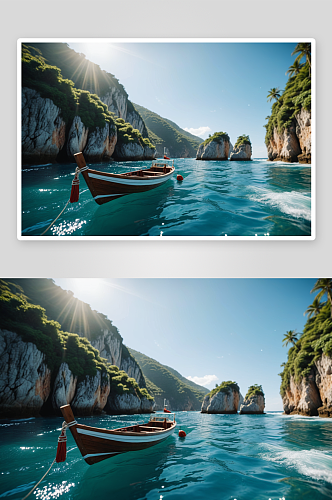 小船美丽大海高清特写图片
