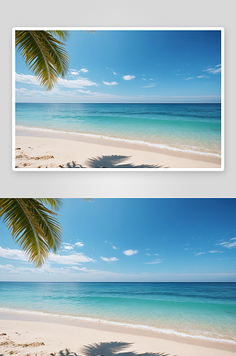 夏日沙滩大海蓝天背景图片