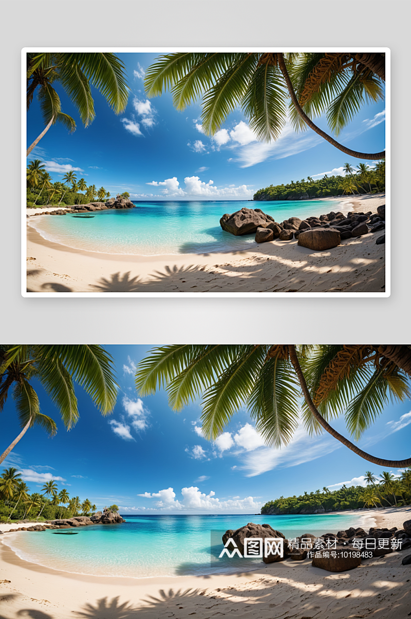 棕榈树热带海滩全景海滩图片素材
