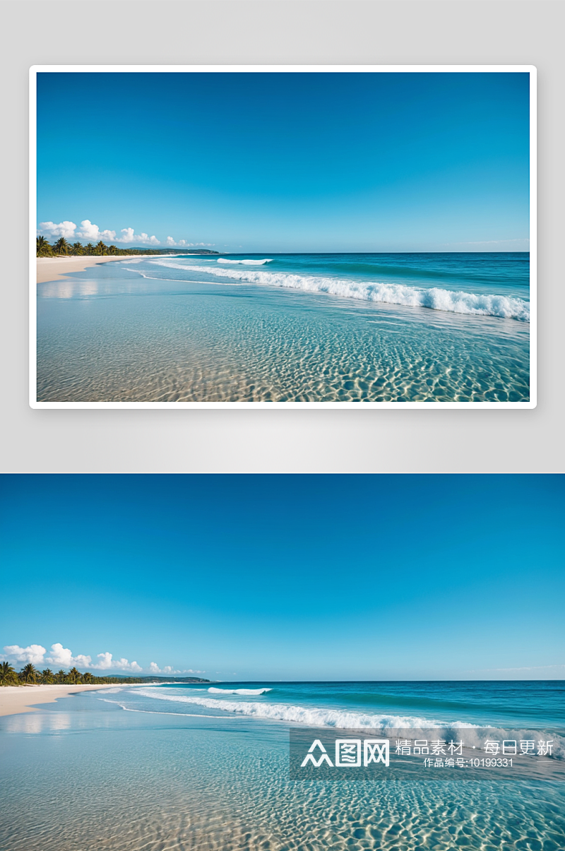 美丽海滩蓝天图片素材