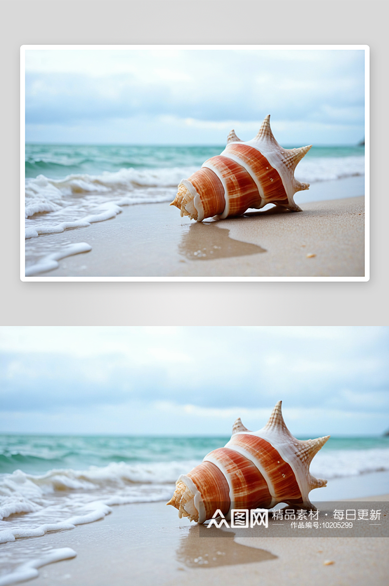 大西洋海滩海螺壳高清特写图片素材