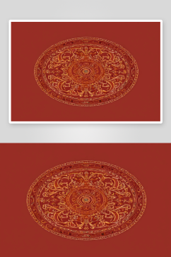 红色背景下的圆形传统艺术花纹高清底纹图片