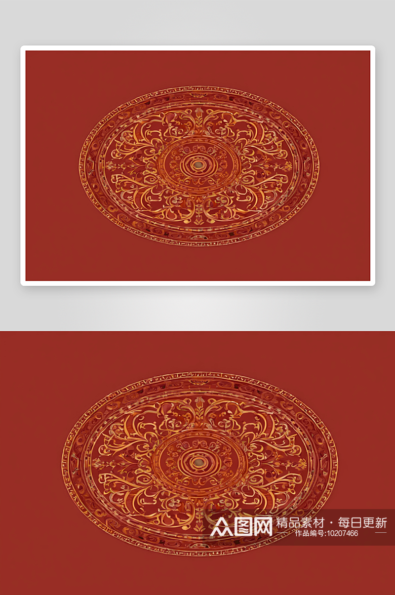 红色背景下的圆形传统艺术花纹高清底纹图片素材