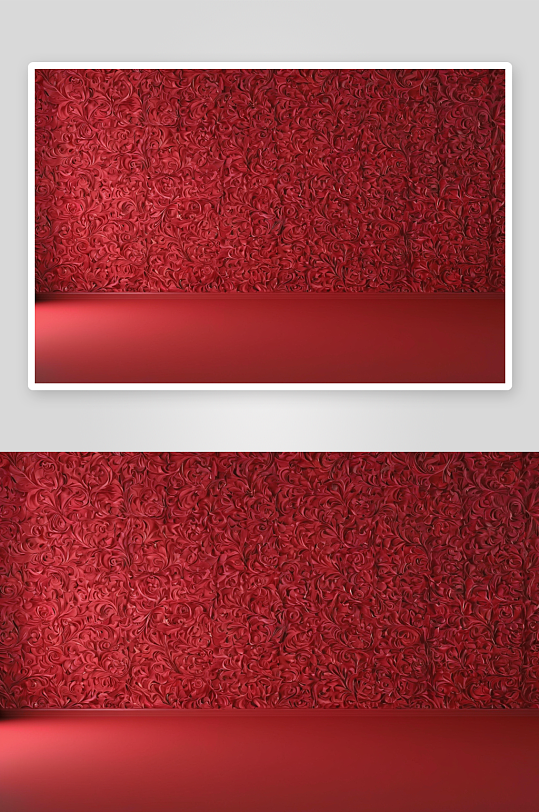 红色背景的空房间渲染高清底纹图片