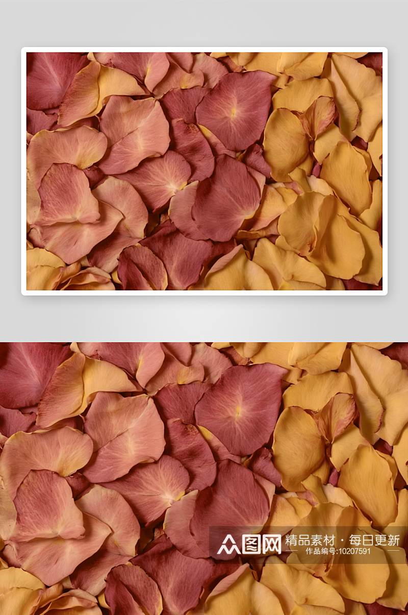 干燥的粉红色和黄色玫瑰花瓣全框高清底纹图素材