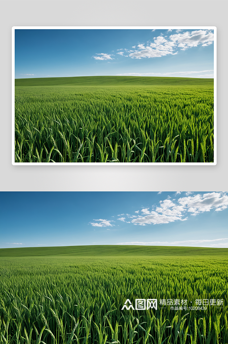 春天播种了小麦绿地蓝天高清特写图片素材