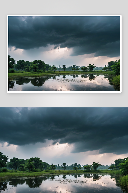 暴雨前湿地公园高清特写图片