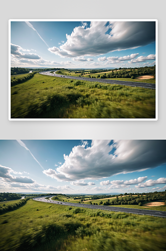 高速公路速度模糊了风景天空高清特写图片