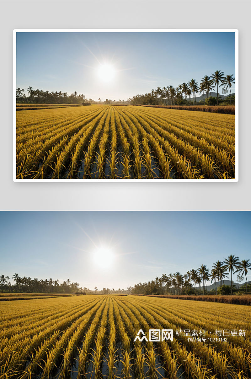 岛农村秋季成熟收割水稻高清特写图片素材