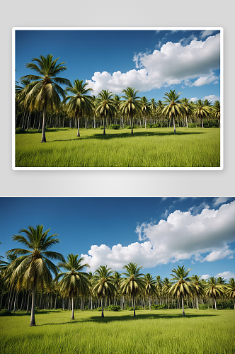 大自然棕榈树映衬天空风景高清特写图片