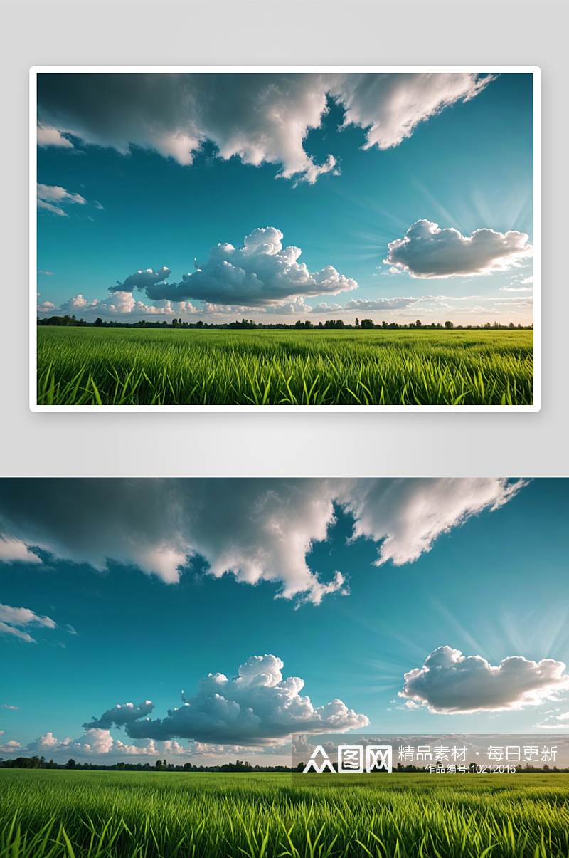 绿色草地云朵高清特写图片素材
