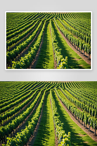 葡萄园葡萄藤排成一排高清特写图片