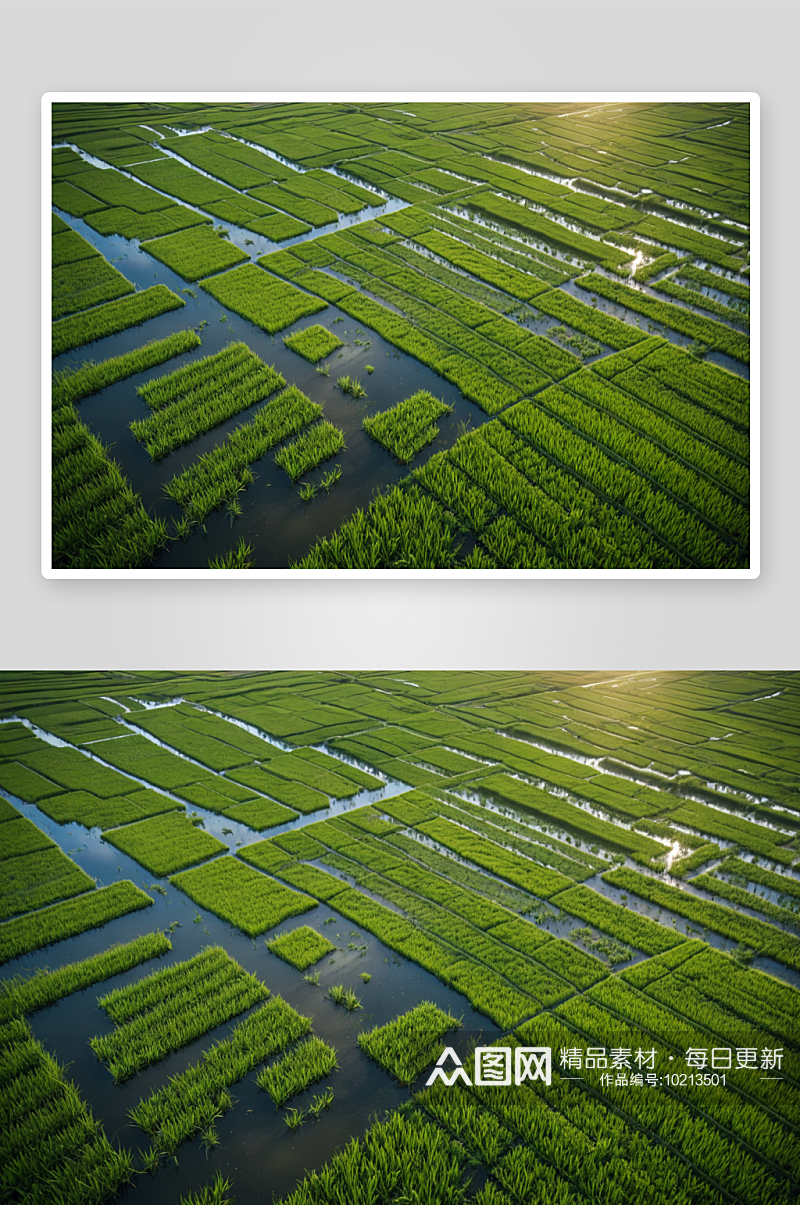 南稻田雨季美丽鸟瞰图高清特写图片素材