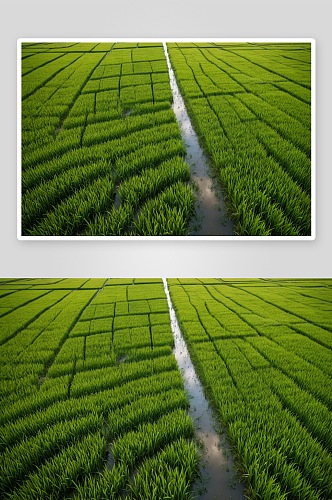 美丽鸟瞰图稻田雨季高清特写图片